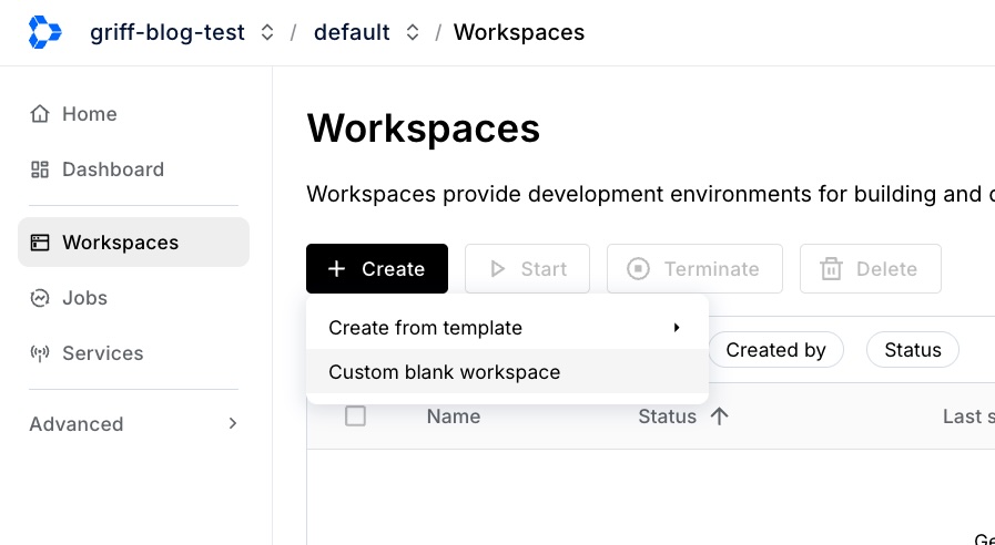 Create Workspace 1