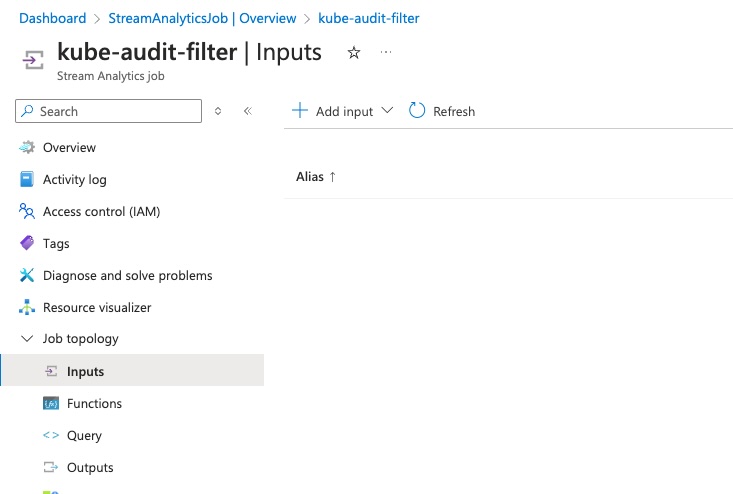 Stream Analytics Job - Add Input